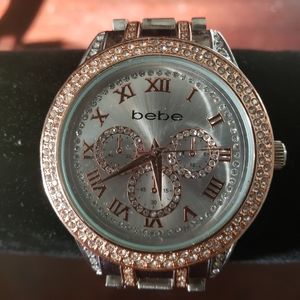 BEBE Silver Rose Gold Stainless Steel Watch